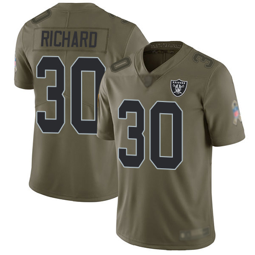 Men Oakland Raiders Limited Olive Jalen Richard Jersey NFL Football #30 2017 Salute to Service Jersey